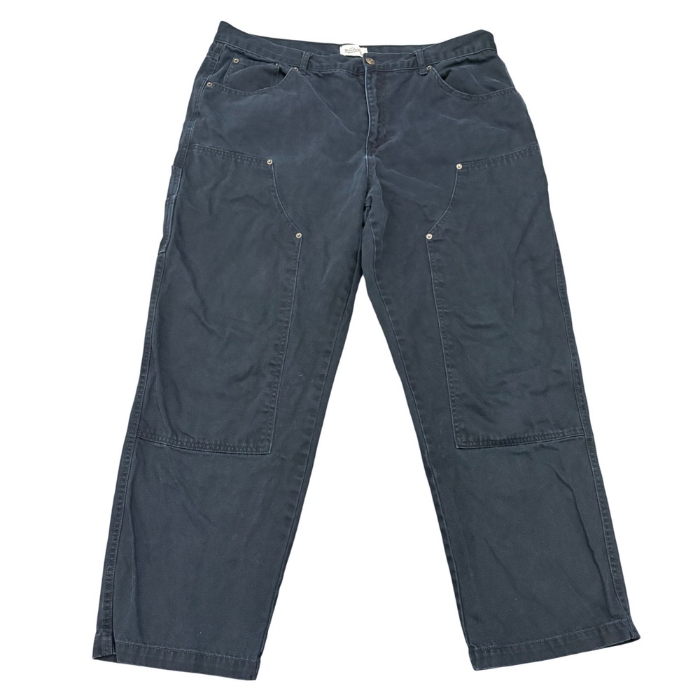 Woolrich Double Knee Utility Work Pants Mens 40x32 Charcoal Gray Cotton Canvas